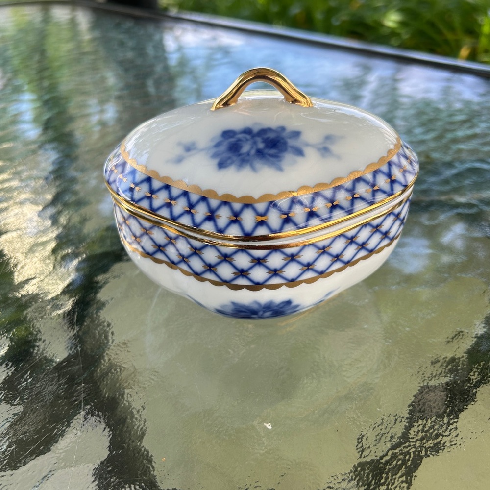 Russia by Imperial cobalt blue trinket box